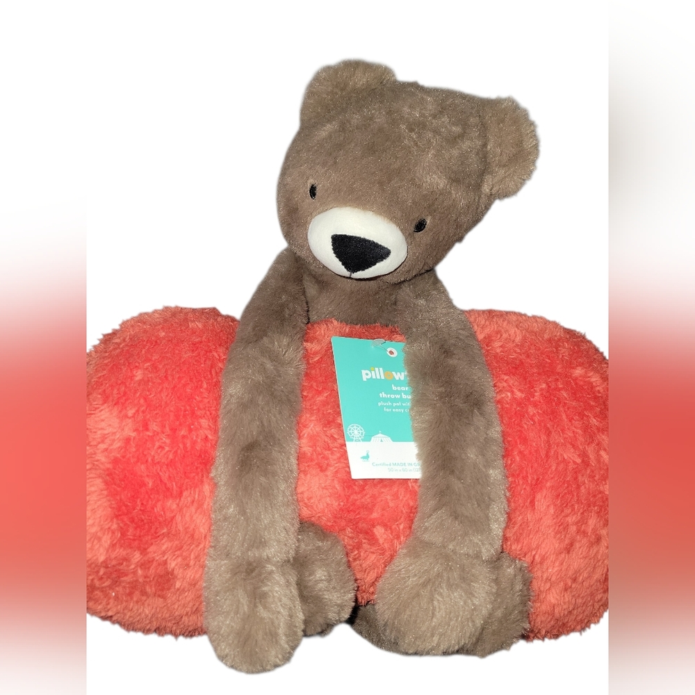 Pillowfort Brown and Red Bear Plush